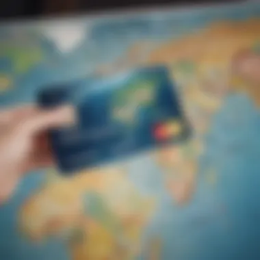 An elegant travel credit card displayed on a world map