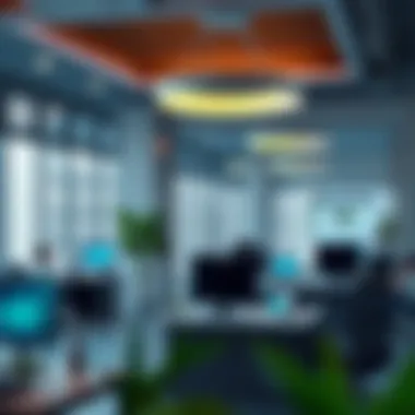 Technology in Property Management Modern property management office environment showcasing technology integration
