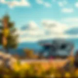 A scenic view of a used RV parked in nature