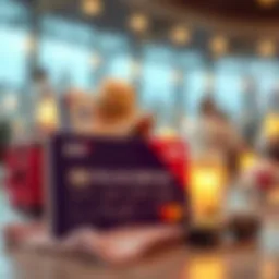 Illustration of a credit card with travel-themed elements