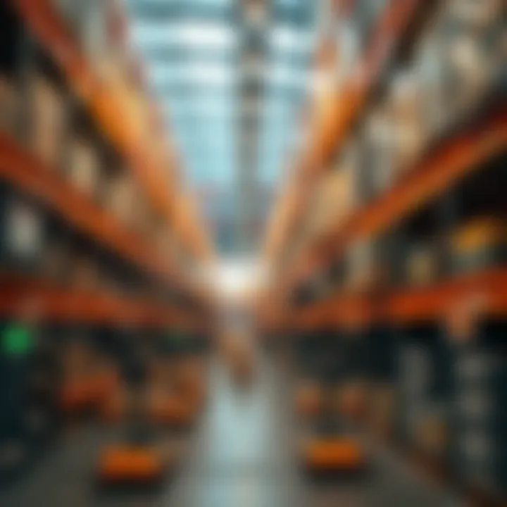 Technology in E-commerce Logistics A high-tech warehouse with automated systems and logistics