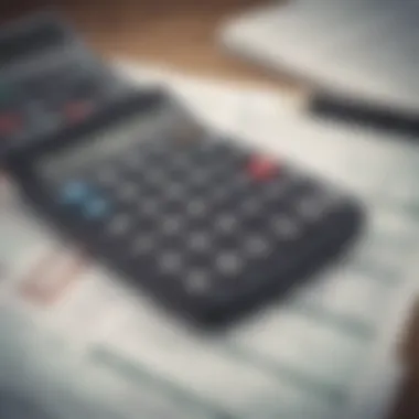 A close-up of a calculator and financial documents symbolizing mortgage calculations