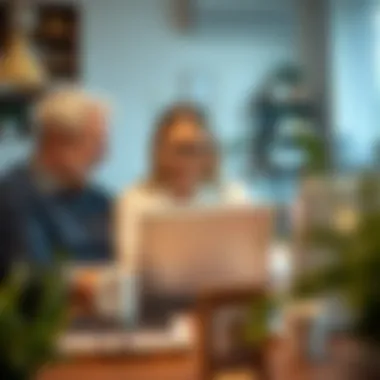 Engaging in Mortgage Discussions with Advisors A happy couple discussing mortgage options over a laptop