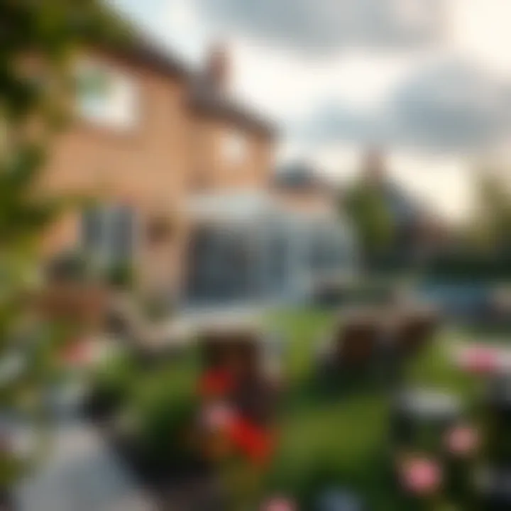 Landscaped Garden Improvement Beautifully landscaped garden with outdoor seating area