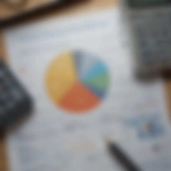 Diagram of financial graphs and calculators, representing tax obligations and financial planning