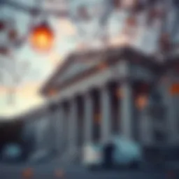 A close-up view of a bank building reflecting financial growth.