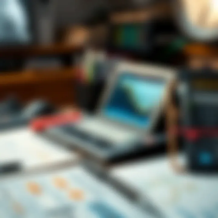 Accounting Tools and Technology A diverse array of accounting tools and technology on a desk