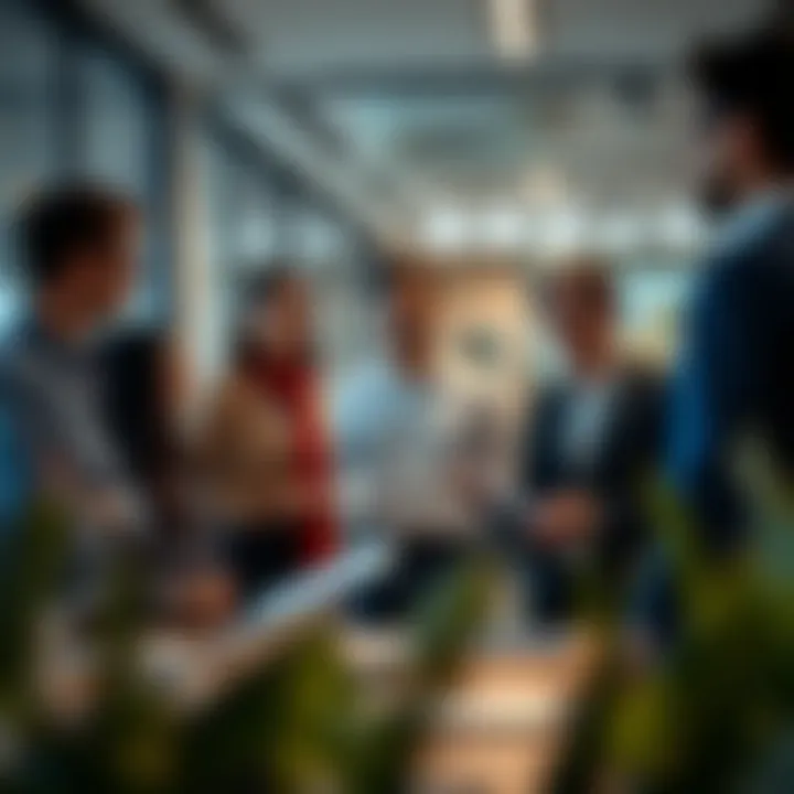 Finance Professionals Collaboration A group discussion among finance professionals in a modern office