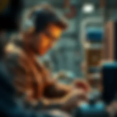 Skilled Technician in Action A skilled technician working on advanced equipment