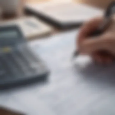 A person analyzing financing options with a calculator and documents