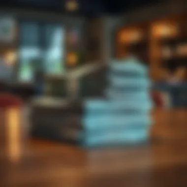 An elegant stack of cash on a wooden table symbolizing quick financial solutions