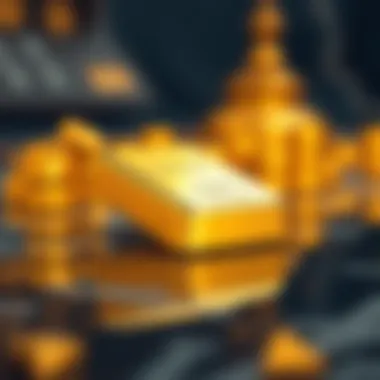 Investment Potential in Gold Bars An elegant gold bar resting on a reflective surface, symbolizing investment potential.