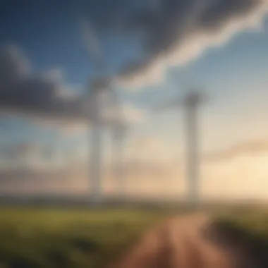 Wind turbines generating electricity