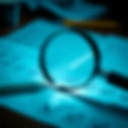 Magnifying glass over documents symbolizing background checks