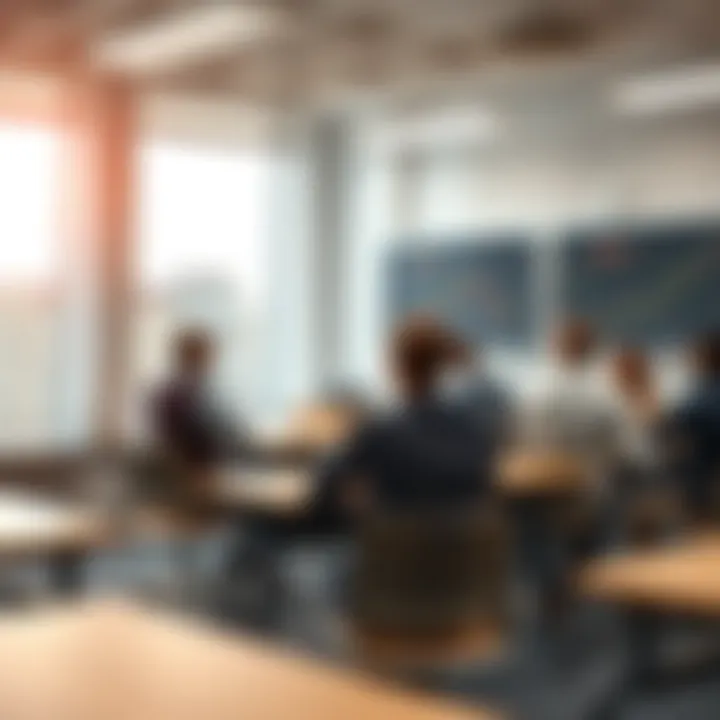 Advanced Finance Education Setting A modern classroom setting for advanced finance education