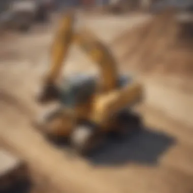 Aerial view of heavy machinery at a construction site