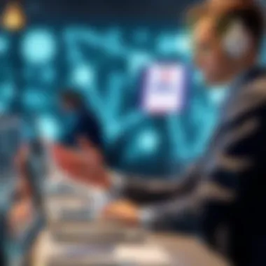 Leveraging Technology for Document Access Illustration of a virtual assistant helping in document retrieval