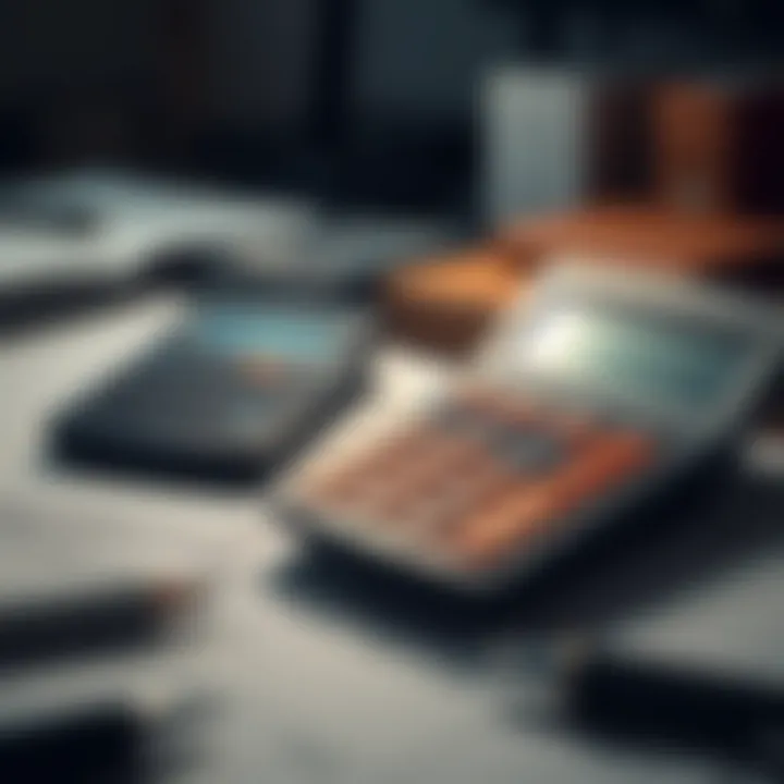 Tax Calculation Essentials Calculator and tax forms on a desk