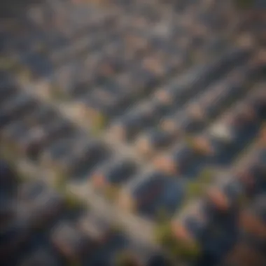 Aerial view of a vibrant urban neighborhood showcasing diverse real estate options