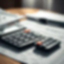 A calculator and mortgage documents on a table, symbolizing financial assessment.