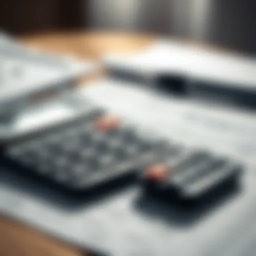 A calculator and mortgage documents on a table, symbolizing financial assessment.