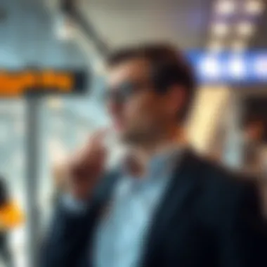 Traveler contemplating airfare options