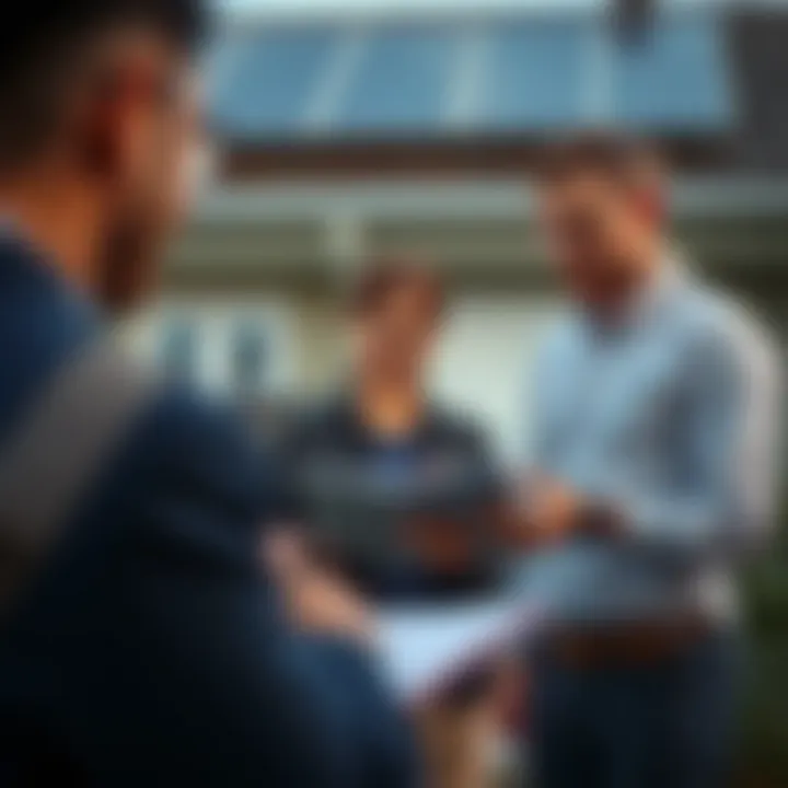 Consultation for Solar Energy Options Homeowner discussing solar options with an advisor