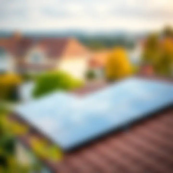 Residential Roof with Solar Panels Solar panels mounted on a residential roof