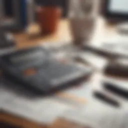 A calculator and budget planner on a desk