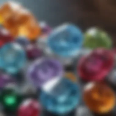 A close-up of shimmering gemstones representing cultural significance.