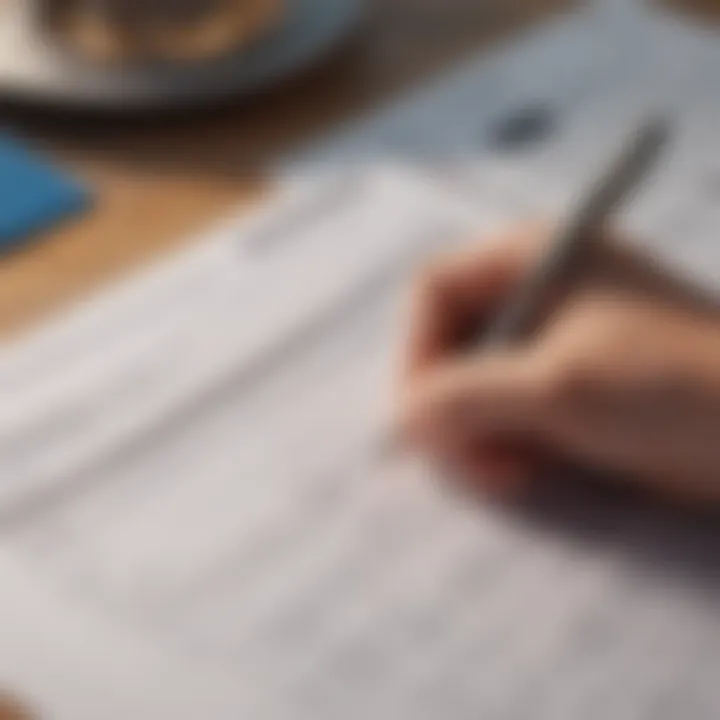 Person reviewing loan documents with a pen