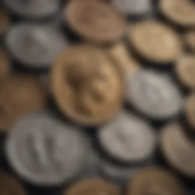 Diverse Designs of Ancient Coins An array of ancient coins showcasing their distinct designs.